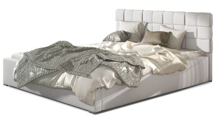 Lit adulte avec coffre de rangement Kanda – Simili cuir capitonné