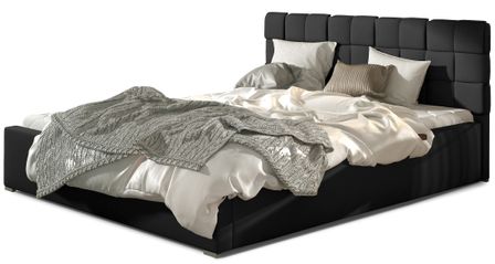 Lit adulte avec coffre de rangement Kanda – Simili cuir capitonné