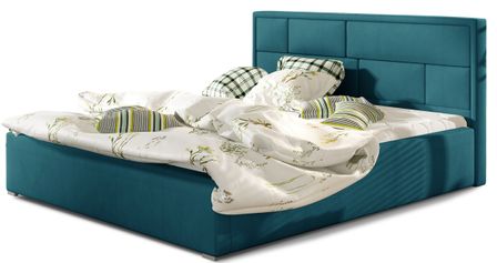 Lit adulte avec coffre de rangement Lenzo – Velours rembourré