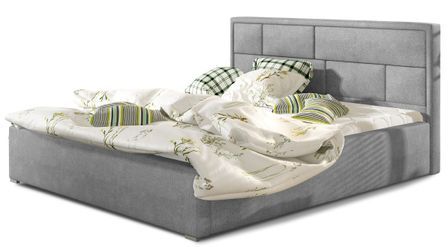 Lit adulte avec coffre de rangement Lenzo – Velours rembourré