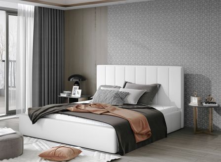 Lit adulte avec coffre de rangement Vareza – Simili cuir matelassé