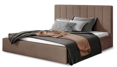 Lit adulte avec coffre de rangement Vareza – Velours matelassé