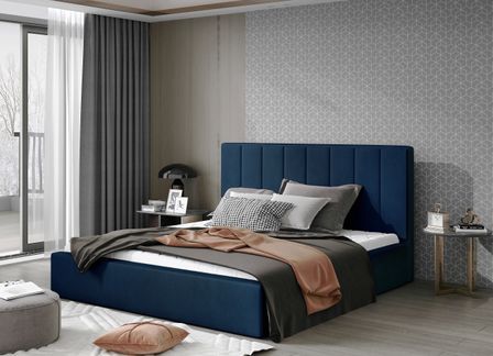 Lit adulte avec coffre de rangement Vareza – Velours matelassé