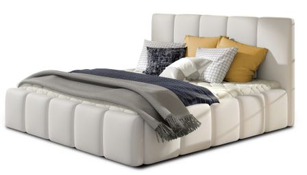 Lit adulte avec coffre de rangement Vika – Simili cuir capitonné