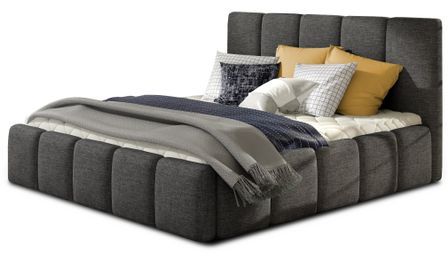 Lit adulte avec coffre de rangement Vika – Tissu capitonné