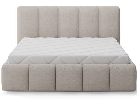 Lit adulte avec coffre de rangement Vika – Tissu capitonné