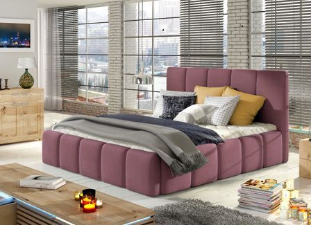 Lit adulte avec coffre de rangement Vika – Velours capitonné