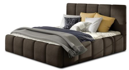 Lit adulte avec coffre de rangement Vika – Velours capitonné