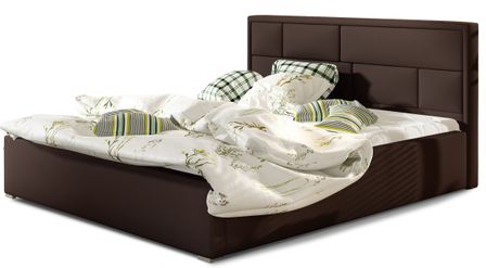 Lit adulte avec sommier Lenzo – Simili cuir rembourré