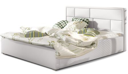 Lit adulte avec sommier Lenzo – Simili cuir rembourré