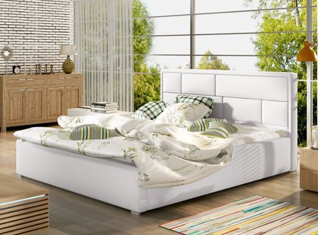 Lit adulte avec sommier Lenzo – Simili cuir rembourré