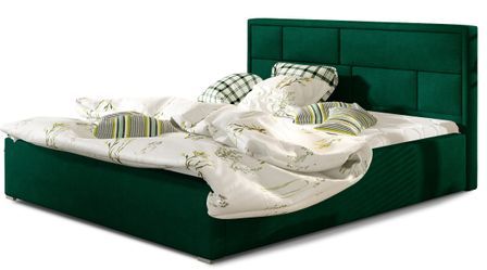 Lit adulte avec sommier Lenzo – Velours rembourré