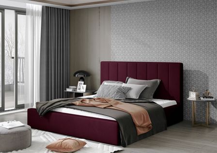 Lit adulte avec sommier Vareza – Velours matelassé