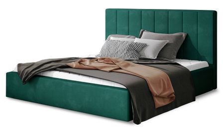 Lit adulte avec sommier Vareza – Velours matelassé