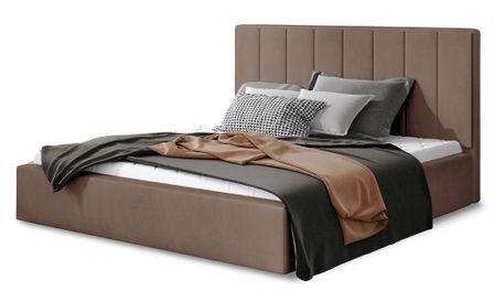 Lit adulte avec sommier Vareza – Velours matelassé