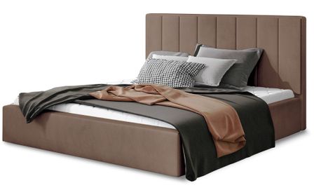 Lit adulte avec sommier Vareza – Velours matelassé