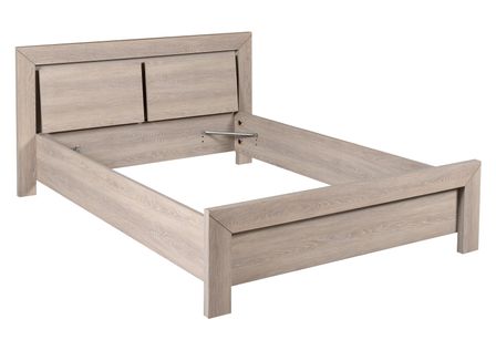 Lit adulte lumineux bois de chêne grisé Lima 140