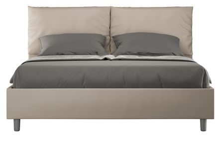 Lit adulte moderne avec coussins rembourrés simili cuir Anja