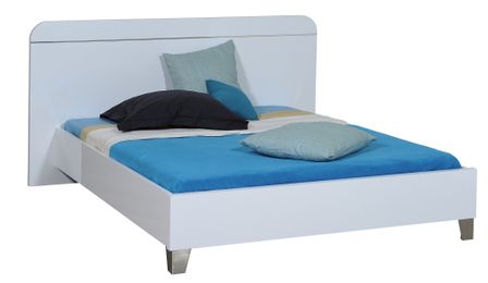 Lit adulte moderne bois laqué blanc brillant Best 160