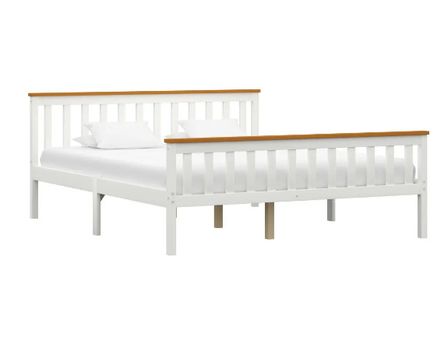 Lit adulte pin massif balnc et clair Karibou 160x200 cm