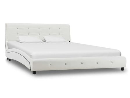 Lit adulte simili cuir blanc Bisco 140x200 cm