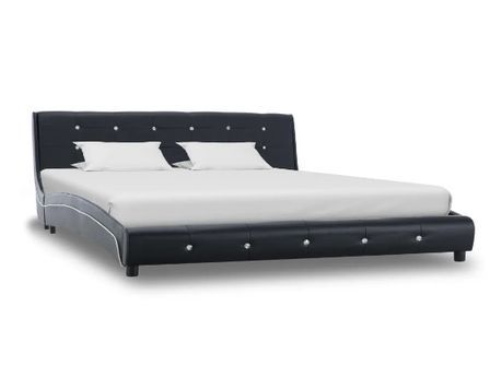 Lit adulte simili cuir noir Bisco 160x200 cm