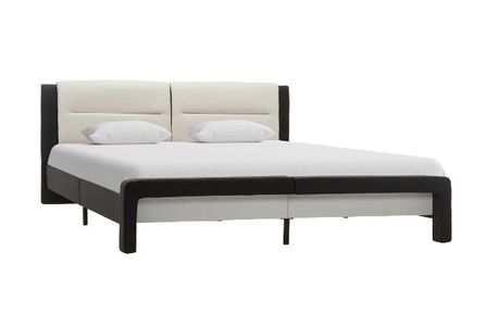 Lit adulte simili cuir noir et blanc Joya 120x200 cm