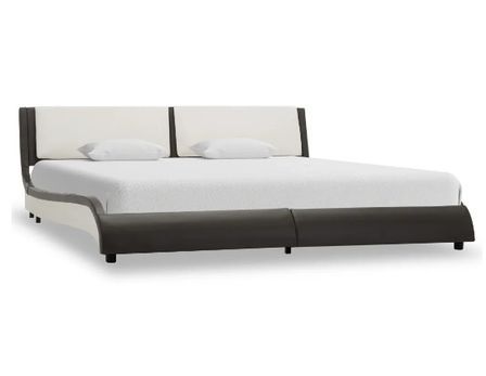 Lit adulte simili cuir noir et gris Zion 160x200 cm