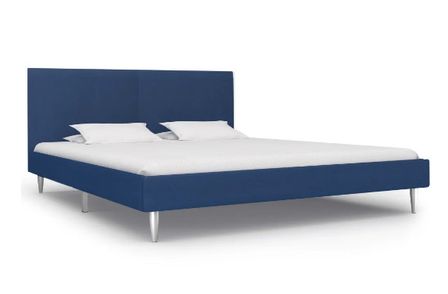 Lit adulte tissu bleu et pieds en métal chromé Finest 180x200 cm