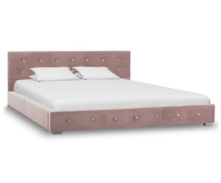 Lit adulte velours rose Meli 180x200 cm