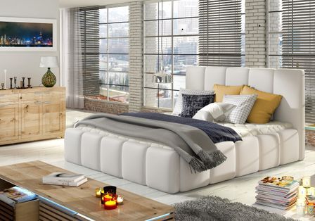 Lit adulte Vika – Simili cuir capitonné