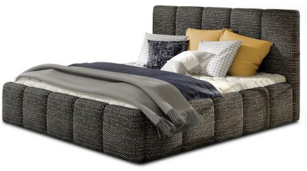 Lit adulte Vika – Tissu chiné capitonné