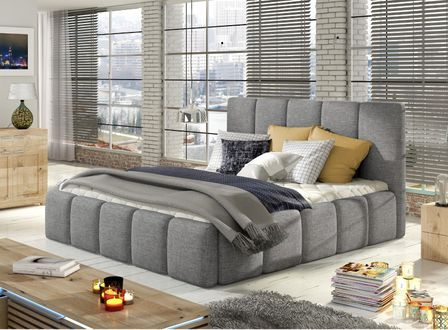 Lit adulte Vika – Tissu chiné capitonné