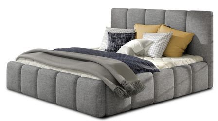 Lit adulte Vika – Tissu chiné capitonné