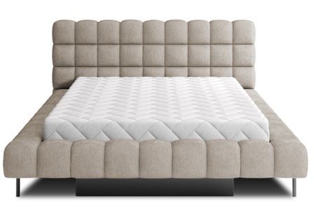 Lit avec coffre de rangement Kopa prestige – Revêtement tissu à bouclettes capitonné