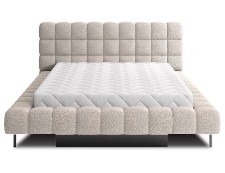 Lit avec coffre de rangement Kopa prestige – Revêtement tissu à bouclettes capitonné