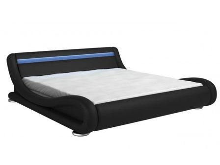 Lit avec Led similicuir noir 140x190 cm Zapa