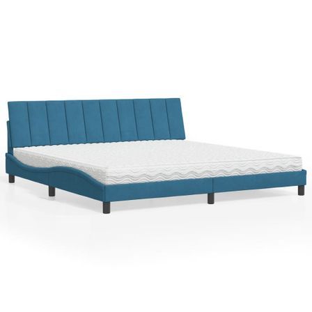 Lit avec matelas bleu 200x200 cm velours