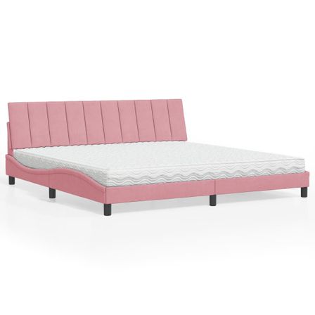 Lit avec matelas rose 200x200 cm velours