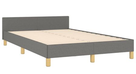 Lit avec tête de lit gris foncé 120x190 cm tissu Liza