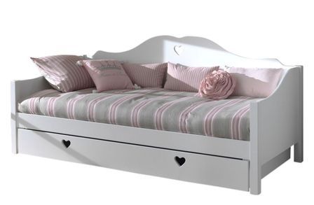 Lit banquette AMORI 90x200 – Blanc laqué, sommier & tiroir lit en option