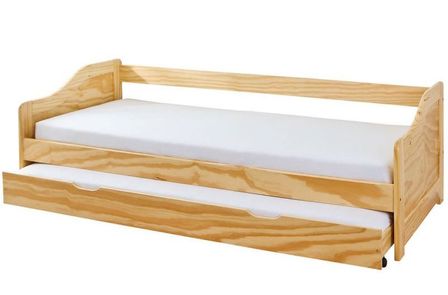 Lit banquette avec tiroir lit pin massif vernis naturel Theo 80x190 cm