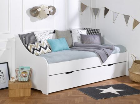 Lit banquette gigogne 80x200 cm bois blanc Calli