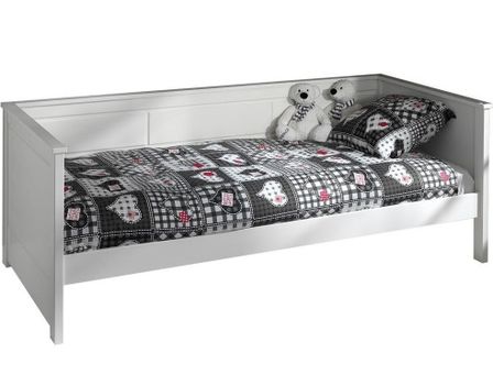Lit banquette gigogne 90x200 cm pin massif blanc Pinie