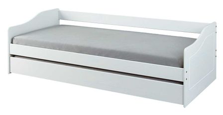 Lit banquette gigogne pin massif blanc Malia 90x200 cm