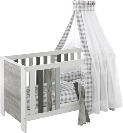 Lit bébé évolutif bois blanc et pin gris Woody Grey 70
