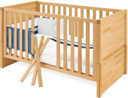 Lit bébé évolutif hêtre massif clair Fagus 70x140 cm