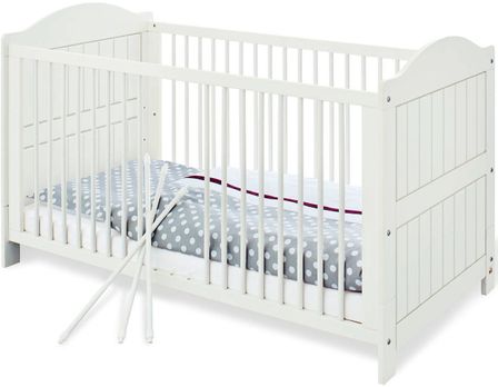 Lit bébé évolutif pin massif blanc Nina 70x140 cm