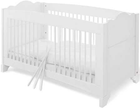 Lit bébé évolutif pin massif blanc Pino 70x140 cm