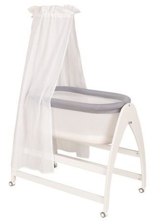 Lit berceau à bascule laqué blanc et gris Lyn